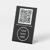 QR Code Zwart Menu Contactloze Moderne Kafel Reclamebord Met Voetstuk (Voorkant)