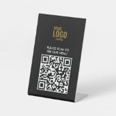 QR Code Zwart Menu Logo Contactloos Modern Cafe Pe Reclamebord Met Voetstuk (Voorkant)