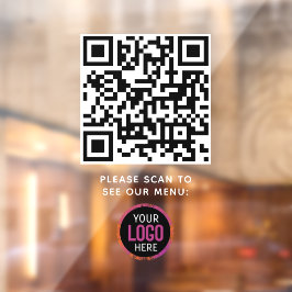 QR Code Zwart Menu Logo Contactloos Modern Cafe Raamsticker