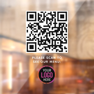 QR Code Zwart Menu Logo Contactloos Modern Cafe Raamsticker