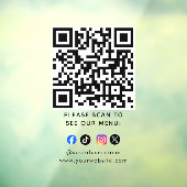 QR-code Zwart Menu Logo Contactloos Modern Cafe Raamsticker (Vel 3)