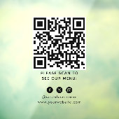 QR-code Zwart Menu Logo Contactloos Modern Cafe Raamsticker (Vel 3)