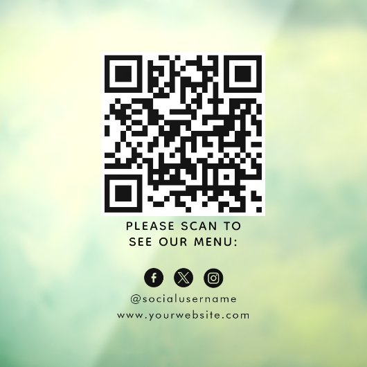 QR-code Zwart Menu Logo Contactloos Modern Cafe Raamsticker (Vel 3)