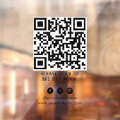 QR-code Zwart Menu Logo Contactloos Modern Cafe Raamsticker (Vel 2)
