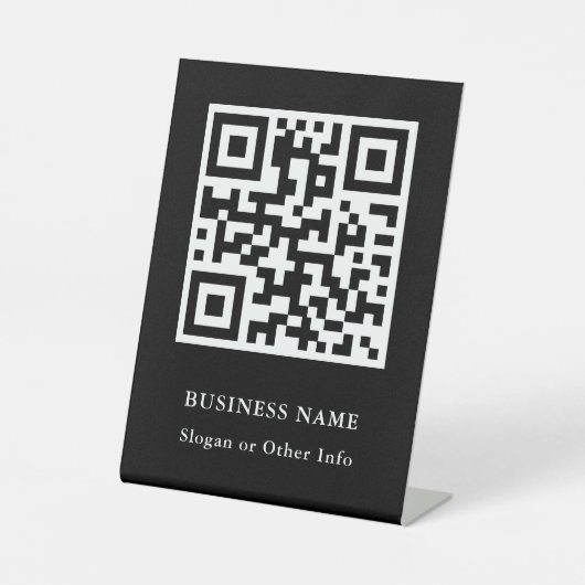 QR Code zwart Modern bedrijf Reclamebord Met Voetstuk (Voorkant)