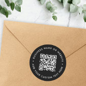 QR-code | Zwart Modern Minimalistisch Bedrijf Ronde Sticker