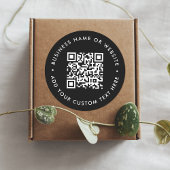 QR-code | Zwart Modern Minimalistisch Bedrijf Ronde Sticker