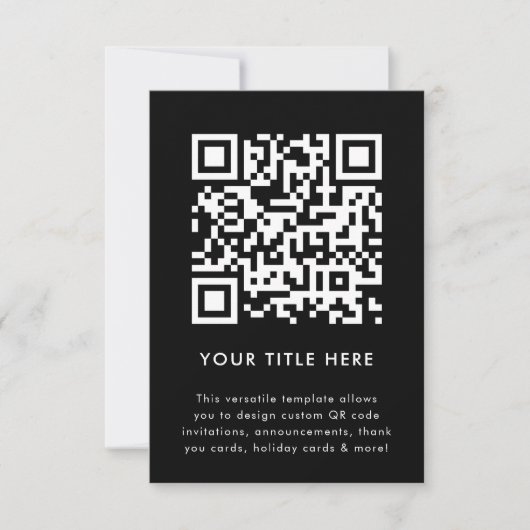 QR-code | Zwart modern minimalistisch stijlvol sca Kaart (Voorkant)