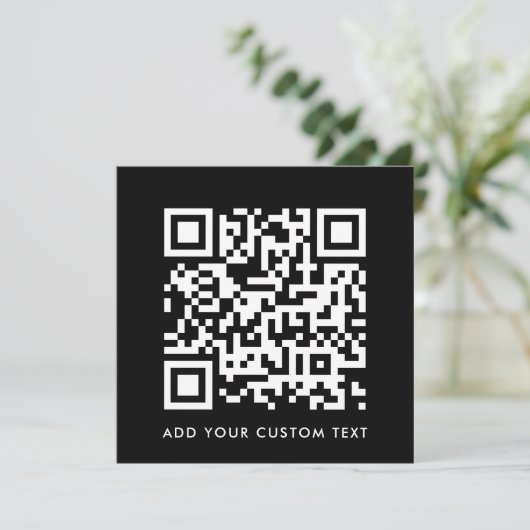 QR-code | Zwart modern, minimalistisch, stijlvol v Kaart (Staand voorkant)