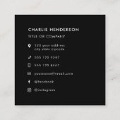 QR-code zwart Modern minimalistische sociale media Vierkante Visitekaartje (Achterkant)