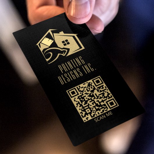 QR Code Zwart Modern Schilderij Visitekaartje