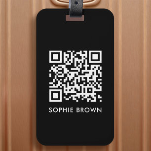 QR-code zwart Modern stijlvol virtueel contactverl Bagagelabel