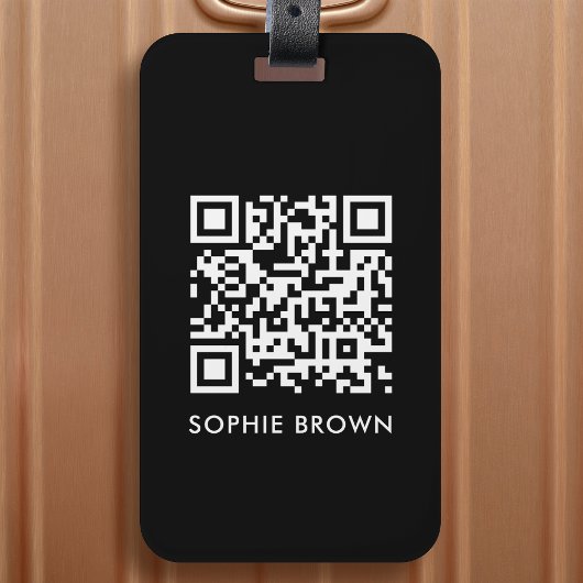QR-code zwart Modern stijlvol virtueel contactverl Bagagelabel
