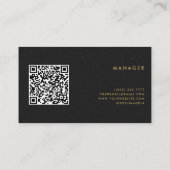 QR Code Zwart Papier Textuur & Gouden Typografie Visitekaartje (Achterkant)