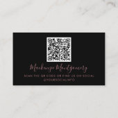 QR-code zwart Roos goudsparkle Glitter-schijven Visitekaartje (Achterkant)