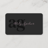 QR Code Zwart Roze Monogram Script Social Media Visitekaartje (Voorkant)