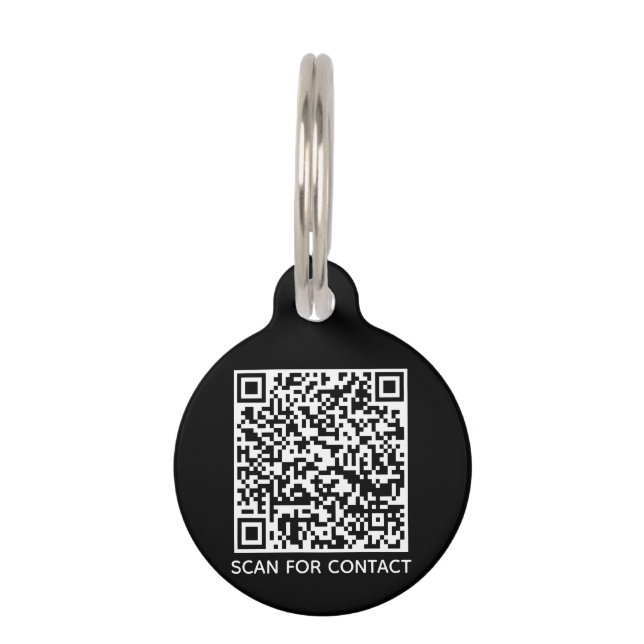 QR-code zwart scannbaar contactloos contactgegeven Huisdierpenning (Voorkant)
