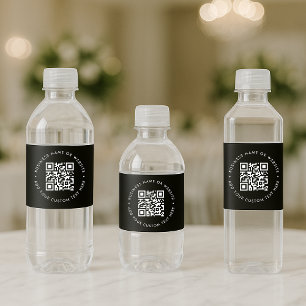 QR-code zwart voor bedrijven Moderne, stijlvolle p Waterfles Etiket