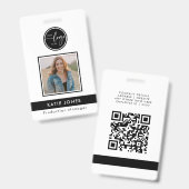 QR-code Zwart Wit Aangepast Logo Personeelsfoto ID Badge (Voor- en achterkant)