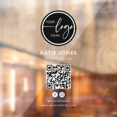 QR-code Zwart Wit Aangepaste Logo Neem contact met Raamsticker (Vel 2)