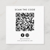QR-code Zwart Wit Aangepaste Logo Scan de Code Vierkante Visitekaartje (Achterkant)