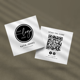 QR-code Zwart Wit Aangepaste Logo Scan de Code Vierkante Visitekaartje