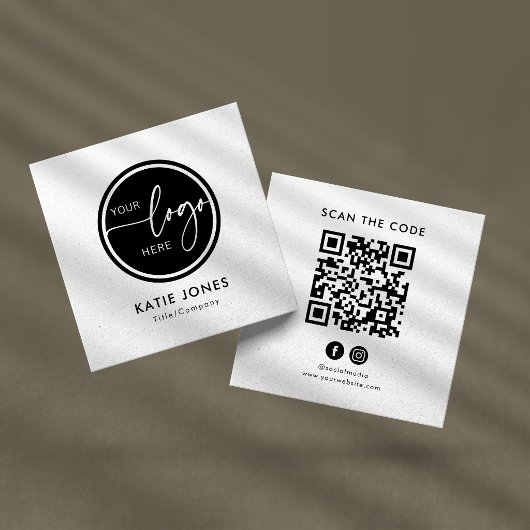 QR-code Zwart Wit Aangepaste Logo Scan de Code Vierkante Visitekaartje