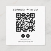 QR Code Zwart Wit Aangepaste Logo Verbind met ons Vierkante Visitekaartje (Achterkant)
