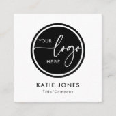 QR Code Zwart Wit Aangepaste Logo Verbind met ons Vierkante Visitekaartje (Voorkant)