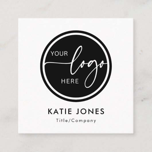 QR Code Zwart Wit Aangepaste Logo Verbind met ons Vierkante Visitekaartje (Voorkant)