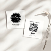 QR Code Zwart Wit Aangepaste Logo Verbind met ons Vierkante Visitekaartje