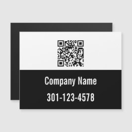 QR Code Zwart-wit Bedrijfsnaam Telefoonmagneet