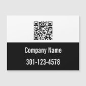 QR Code Zwart-wit Bedrijfsnaam Telefoonmagneet (Voorkant)