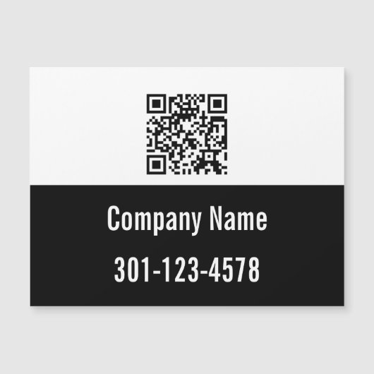 QR Code Zwart-wit Bedrijfsnaam Telefoonmagneet (Voorkant)