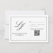 QR-code Zwart & Wit Calligrafie Monogram Bruiloft RSVP Kaartje (Achterkant)