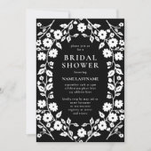 QR Code Zwart Wit Folk Bloemen Vrijgezellenfeest Kaart (Voorkant)