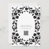 QR Code Zwart Wit Folk Bloemen Vrijgezellenfeest Kaart (Achterkant)