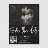 qr-code zwart wit foto save the date magneet (Voorkant)