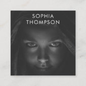 QR-code Zwart Wit Foto Sociale Media Pictogrammen Vierkante Visitekaartje (Voorkant)