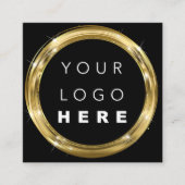 QR-code zwart wit goudbruin schoonheid Winkel glam Vierkante Visitekaartje (Voorkant)