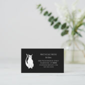 QR-code Zwart Wit Kat Pet Sitter Scannable Visitekaartje (Staand voorkant)