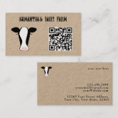 QR Code Zwart Wit Koe Boerderij Groen Kraft Visitekaartje (Voorkant / Achterkant)