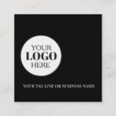 QR Code Zwart Wit Logo Eenvoudig Vierkante Visitekaartje (Voorkant)