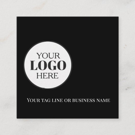 QR Code Zwart Wit Logo Eenvoudig Vierkante Visitekaartje (Voorkant)