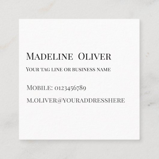 QR Code Zwart Wit Logo Eenvoudig Vierkante Visitekaartje (Achterkant)