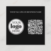 QR Code Zwart Wit Logo Eenvoudig Vierkante Visitekaartje (Voorkant)