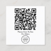 QR Code Zwart Wit Menu Logo Contactloos Modern Vierkante Visitekaartje (Achterkant)