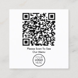 QR Code Zwart Wit Menu Logo Contactloos Modern Vierkante Visitekaartje