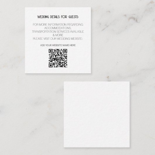 QR Code Zwart Wit Moderne Huwelijksdetails Minimaa Informatiekaartje (Voorkant / Achterkant)