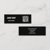QR Code Zwart Wit Moderne Wedding Event Planner Mini Visitekaartje (Voorkant / Achterkant)
